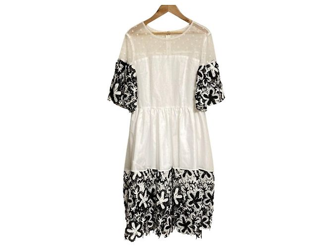 Autre Marque Chesty Tüll-Spitzenkleid Schwarz Weiß