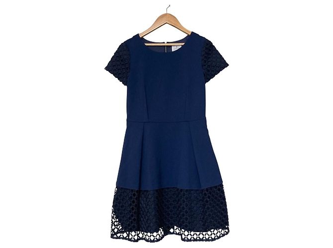 LANVIN Kleid in Blau Bicolor