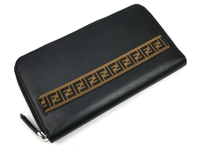 Fendi FF Logo Long Wallet Black