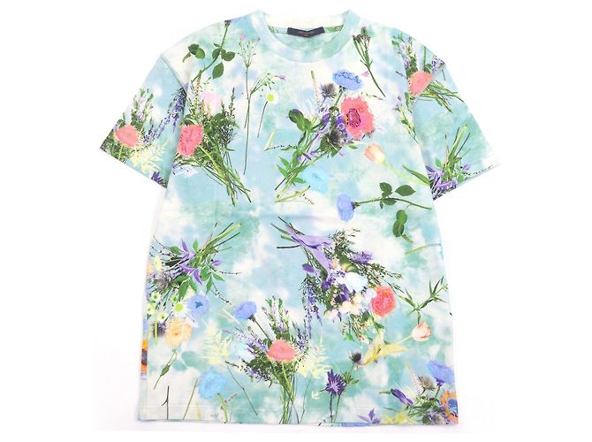 T-shirt de algodão Louis Vuitton com estampa flower Inside-out Azul Azul claro