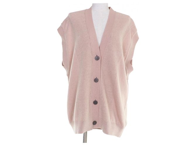 Chaleco de punto de cachemira Hermès 34 Rosa Beige