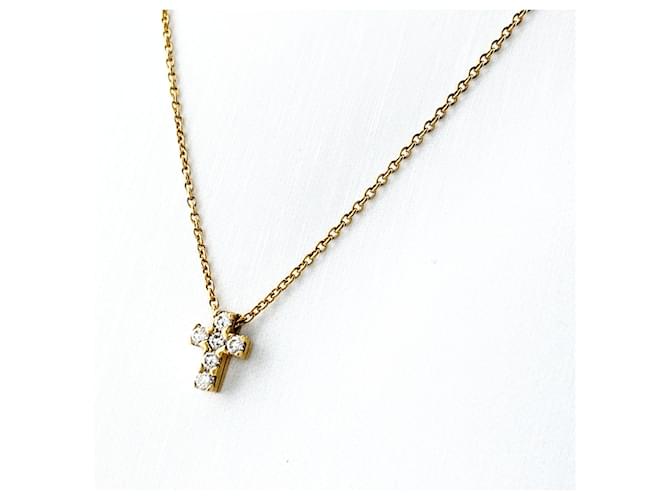 Van Cleef & Arpels Yellow Gold Diamond Cross Pendant Necklace 