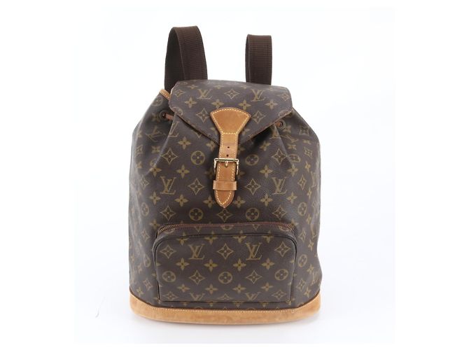 Louis Vuitton Monogram Montsouris GM Leather Backpack Brown