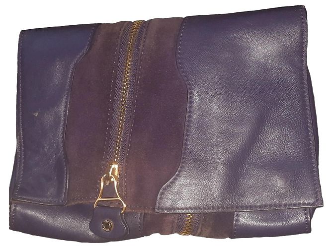 Jimmy Choo Clutch em couro e camurça Cru Roxo Roxo escuro