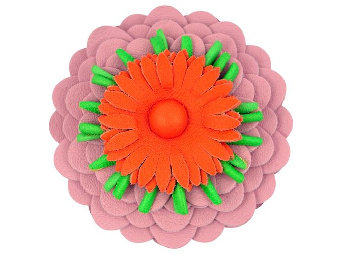 Pingente de Bolsa Loewe Stud Flower em couro Rosa Verde Laranja