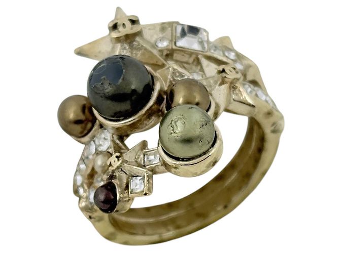Anillo banda Chanel chapado en oro Dorado