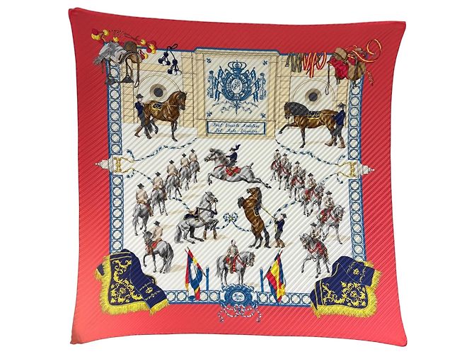 Hermès Hermes Carre 90 Seidentuch Rot Mehrfarben