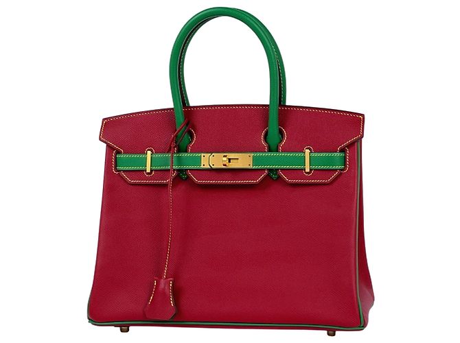 Hermès Hermes Birkin 30 Handtasche Rot Grün
