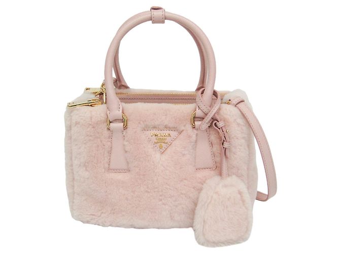 Bolsa Prada Galleria Mini Shearling 1BA906 Rosa