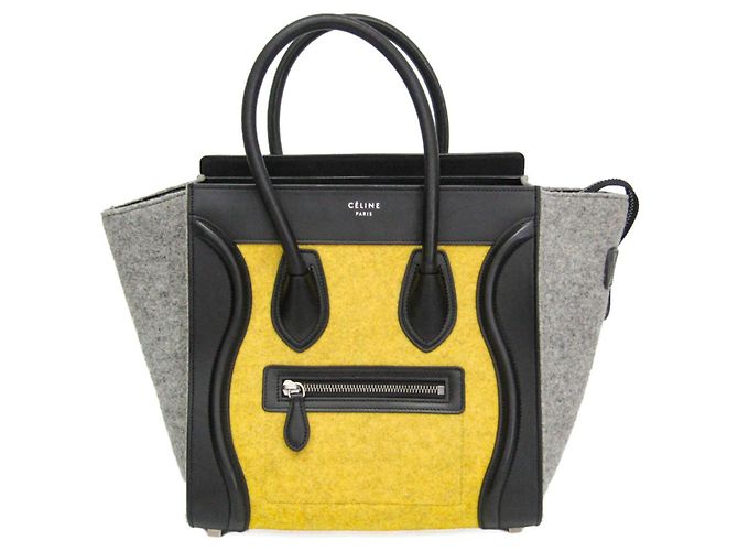 Céline Celine Luggage Micro Shopper Handtasche Braun Schwarz Gelb