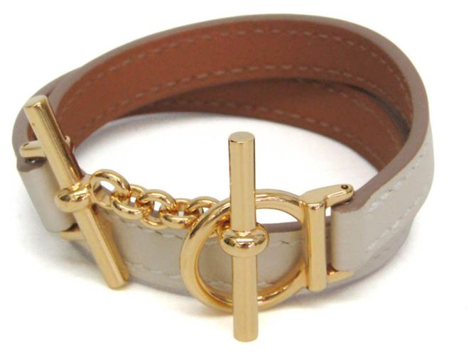 Hermès Bracelet Wrap Double Tour Hermes Croisière Doré Blanc cassé 
