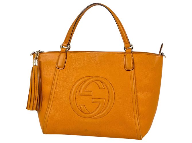 Bolso de mano de piel Gucci Soho Interlocking G Naranja