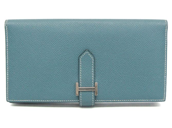 Hermès Hermes Bearn Soufflé Long Wallet Blue