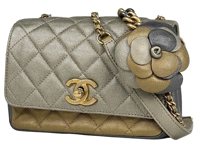Borsa a tracolla Mini Matelassé Chanel Argento D'oro