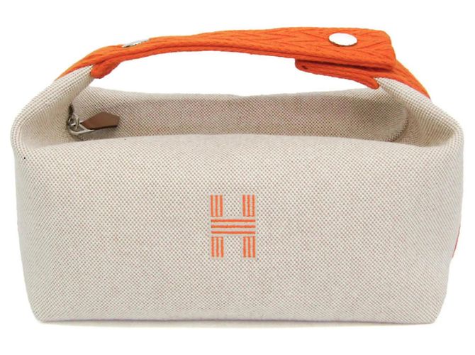 Hermès Hermes Brid A Black PM Borsa a mano/Pouch in cotone Beige Arancione