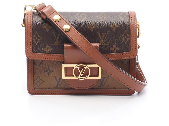 Bolsa de Ombro Louis Vuitton Dauphine Mini Monogram Reverse Marrom Bege