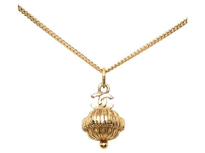 Collana con ciondolo a catena vintage Chanel Coco Mark D'oro