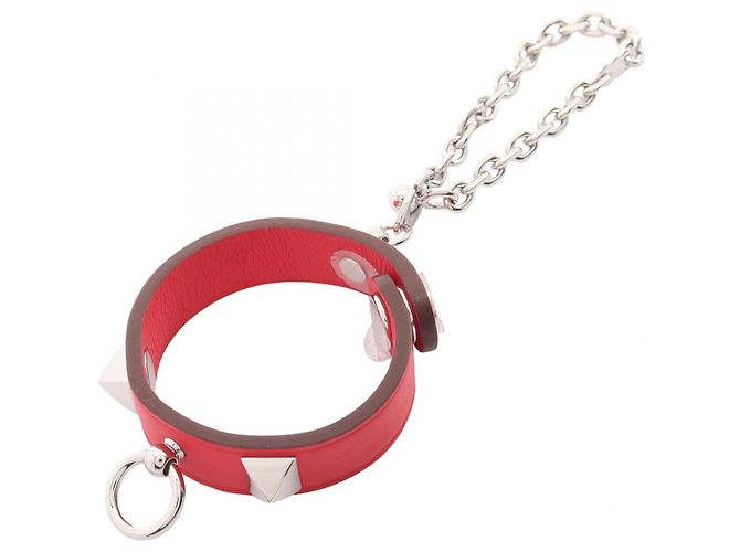Hermès Hermes Rivale Handbag Charm Silvery Red 