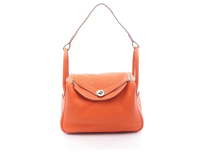 Hermès Borsa a tracolla Hermes Lindy 30 Rosso Arancione