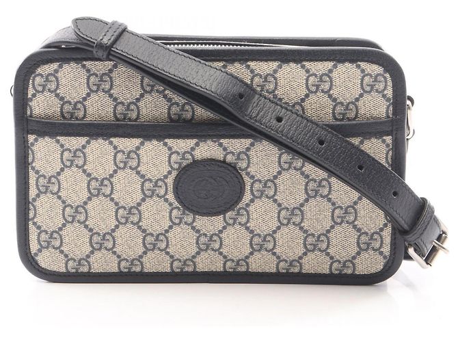 Gucci Interlocking G GG Supreme Mini Handtasche Beige Marineblau