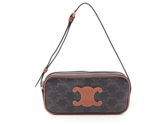 Céline Celine Cuile Triomphe Mini Camera Bag Castaño Negro