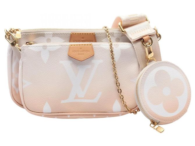 Louis Vuitton Multi Pochette Accessoires Shoulder Bag Pink White Beige