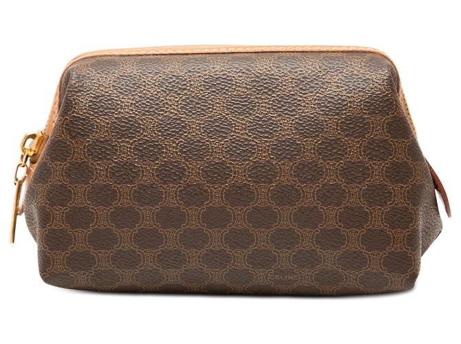 Céline Necessaire Celine Brown Macadam Coated Canvas Marrone