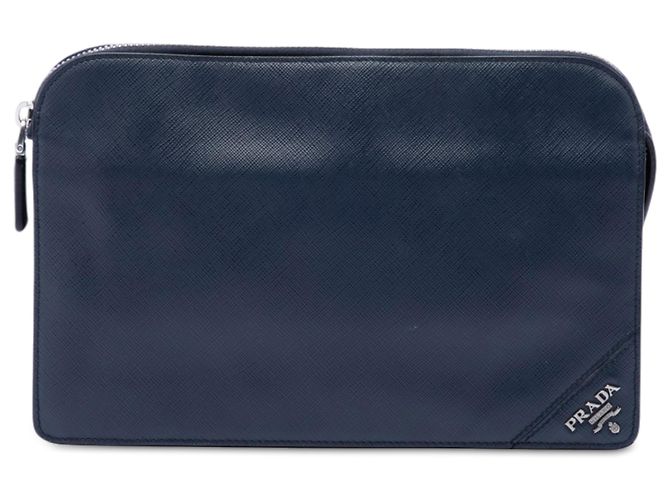 Clutch Prada Blue Saffiano Blu navy