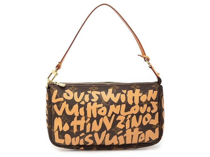 Louis Vuitton Brown Stephen Sprouse Monogram Graffiti Pochette Accessoires Marrone