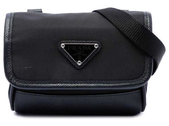 Bolsa Prada em Re-Nylon e Saffiano preta Preto