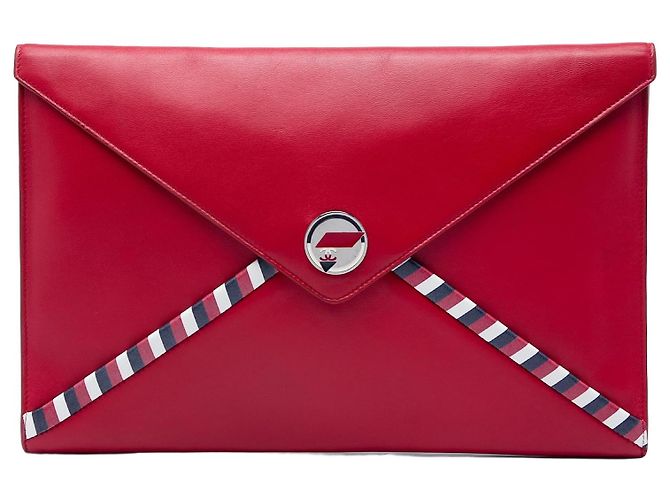 Chanel Airlines Envelope Clutch aus rotem Lammleder