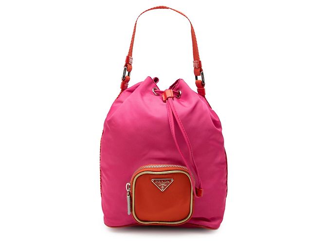 Prada Pink Mini Bicolor Tessuto Drawstring Bucket Bag