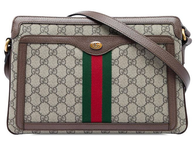Gucci Beige Medium GG Supreme Web Ophidia Crossbody