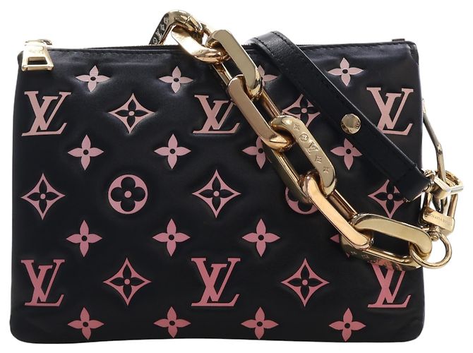 Louis Vuitton Black Bicolor Monogram Embossed Lambskin Coussin BB Nero