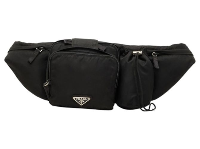Borsa a tracolla Prada con placca logo triangolare Nero