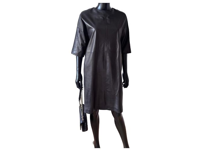 Christian Dior Kleid aus schwarzem Leder