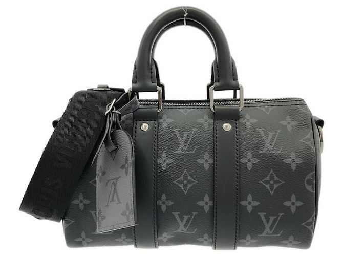 Louis Vuitton Monogram Eclipse Reverse Keepall Bandoulière 25cm Boston Bag Nero
