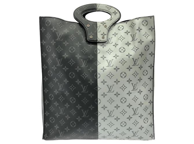 Borsa a mano Louis Vuitton Monogram Split Tote Nero Argento