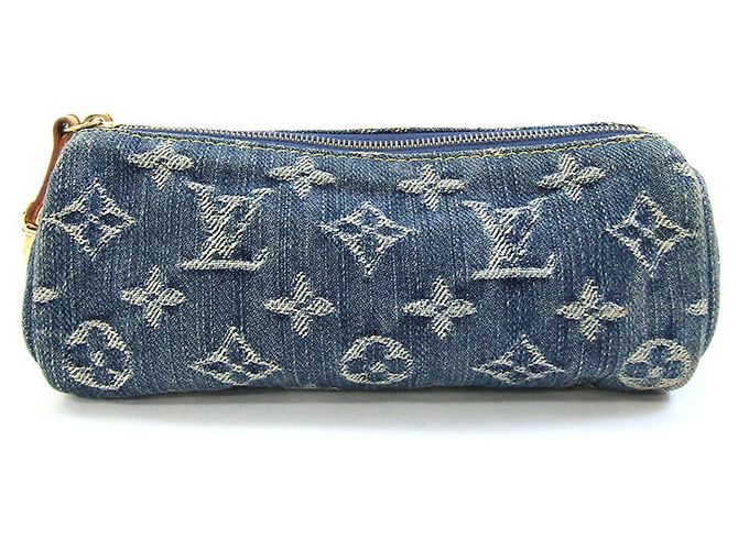 Speedy Louis Vuitton Monogram Denim Handtaschen-Pouch Blau