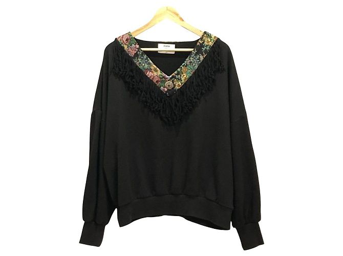 Autre Marque jouetie Concho Sweatshirt mit Fransen Schwarz