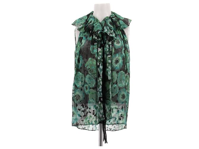 Lanvin Top transparente estampado Verde 