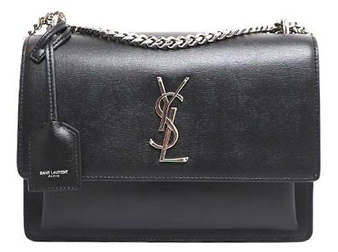Saint Laurent Borsa a tracolla e crossbody Sunset Silver Chain Medium Nero