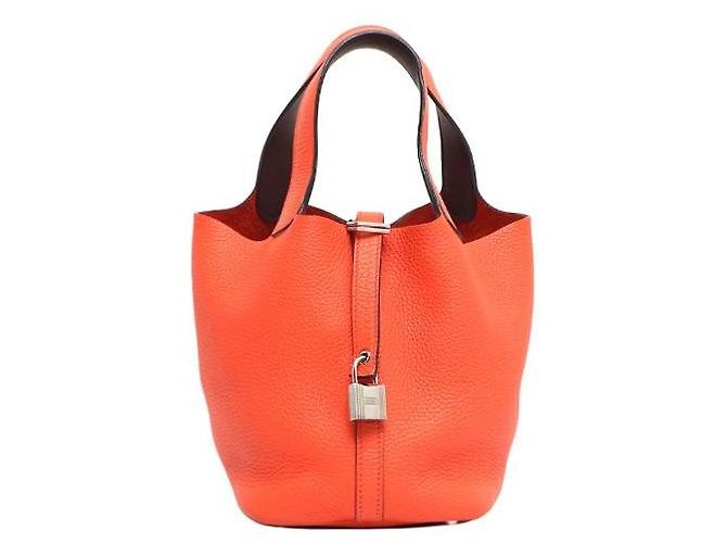 Hermès Sac Cabas Picotin Lock en Taurillon Clemence Orange