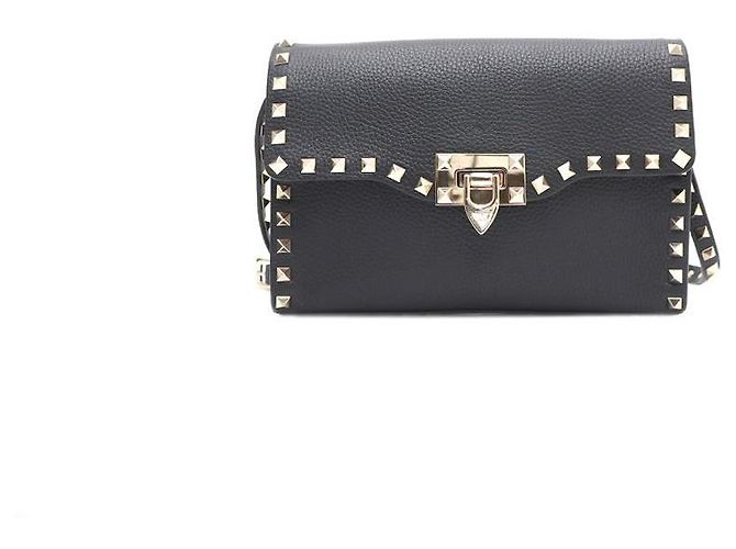 Valentino Borsa a spalla e borsa a tracolla con borchie dorate Nero