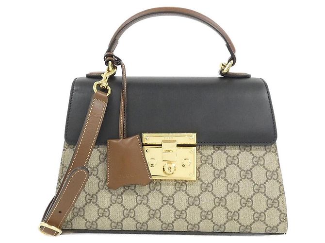 Borsa Gucci Padlock Marrone Nero Beige 