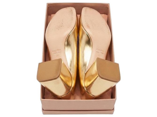 Miu Miu gold leather pumps Golden