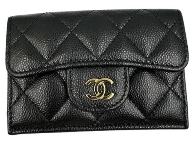 Cartera compacta Chanel de piel Caviar Negro