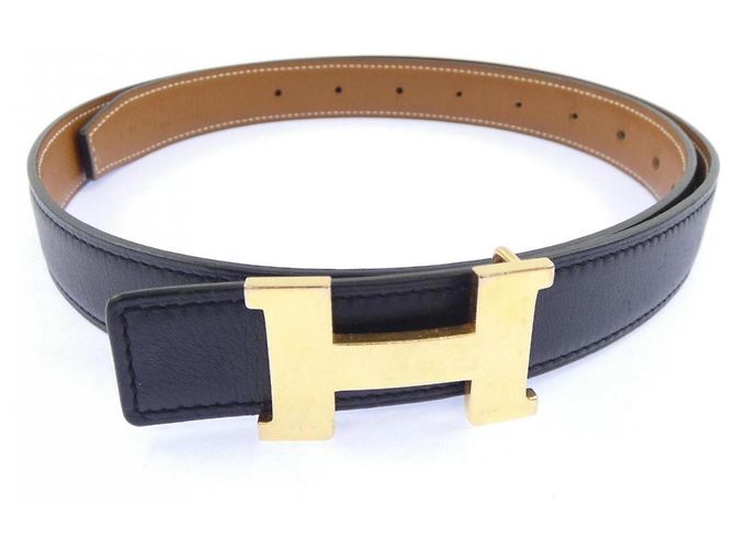 Hermès Cinturón reversible Hermes Mini Constance 24mm Castaño Negro