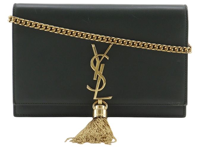 Saint Laurent Classic Monogram Tassel Chain Leather Grün