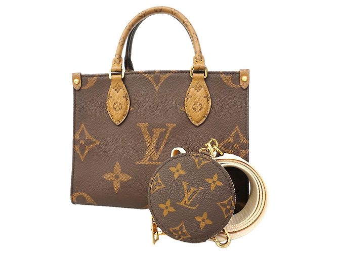 Borsa Louis Vuitton Monogram Giant Reverse OnTheGo PM Marrone